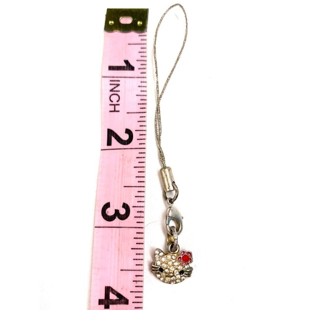 Hello Kitty Pave Crystal Silver Plated Charm Jump Ring & Hang Tag - 0.5” - Picture 5 of 5